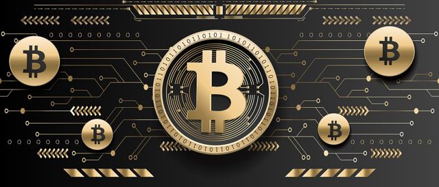 Monedas físicas con el símbolo de bitcoin