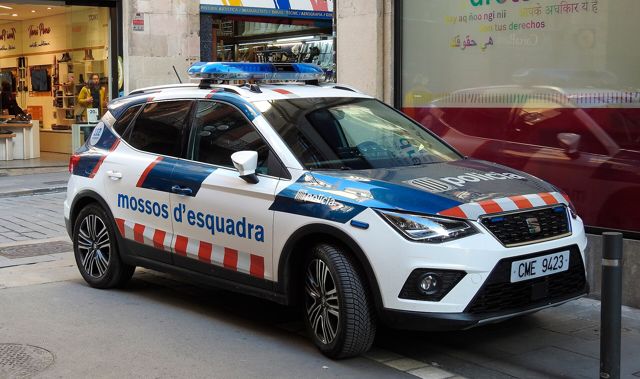 Officers of the Mossos d'Esquadra, the Catalan regional police, in Barcelona