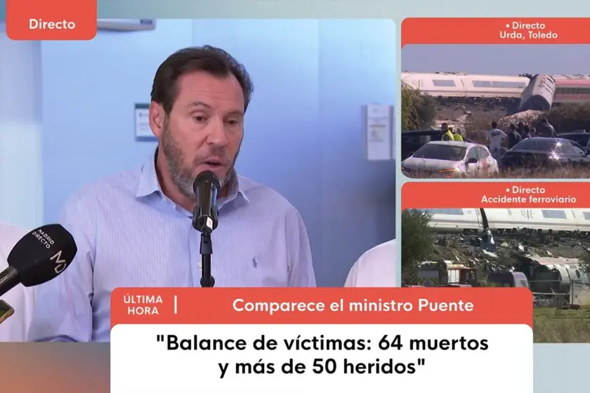 Óscar Puente, ministro de Transportes: "El tren tenía un meta cero, no podía reanudar la marcha y se le da la orden de hacerlo con normalidad"