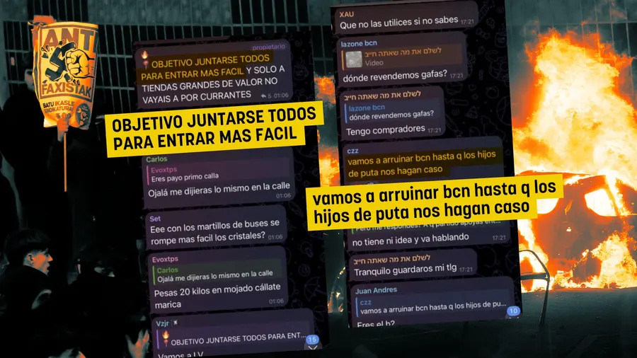 Los telegrams de Blocus pidiendo a los saqueadores «martillos y cosas pesadas» para «petar las tiendas» y «porras para los polis”.